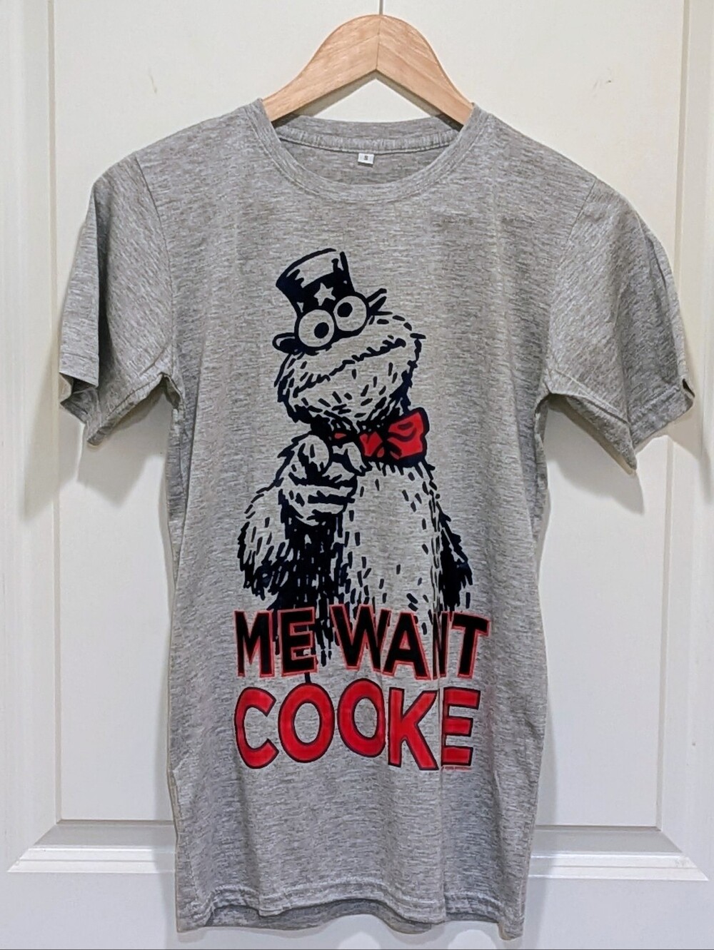 3/$30 EUC S Me Want Cookie Uncle Sam x Sesame Street Tee Shirt
